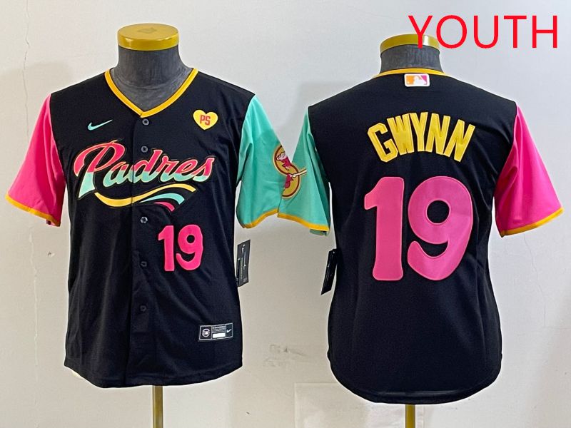 Youth San Diego Padres #19 Gwynn Black City Edition Game 2025 Nike MLB Jersey style 15